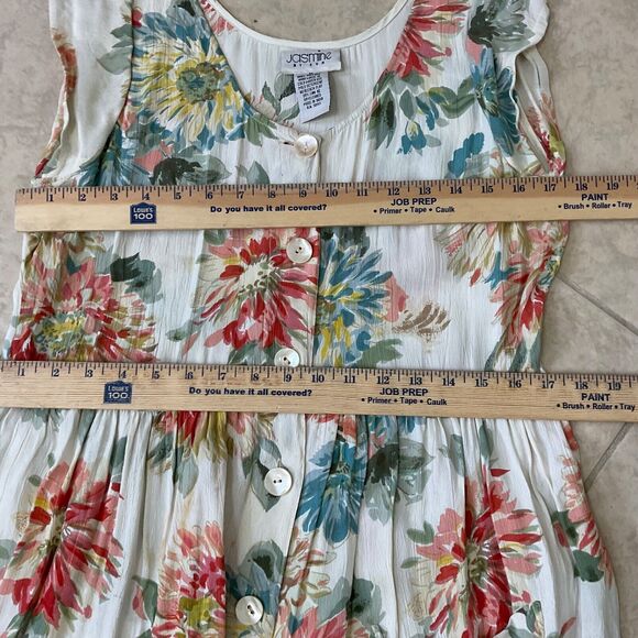 Vintage 1990s Jasmine Maxi Dress By KVM Womens size M Floral flutter cap sleeves - Picture 5 of 7